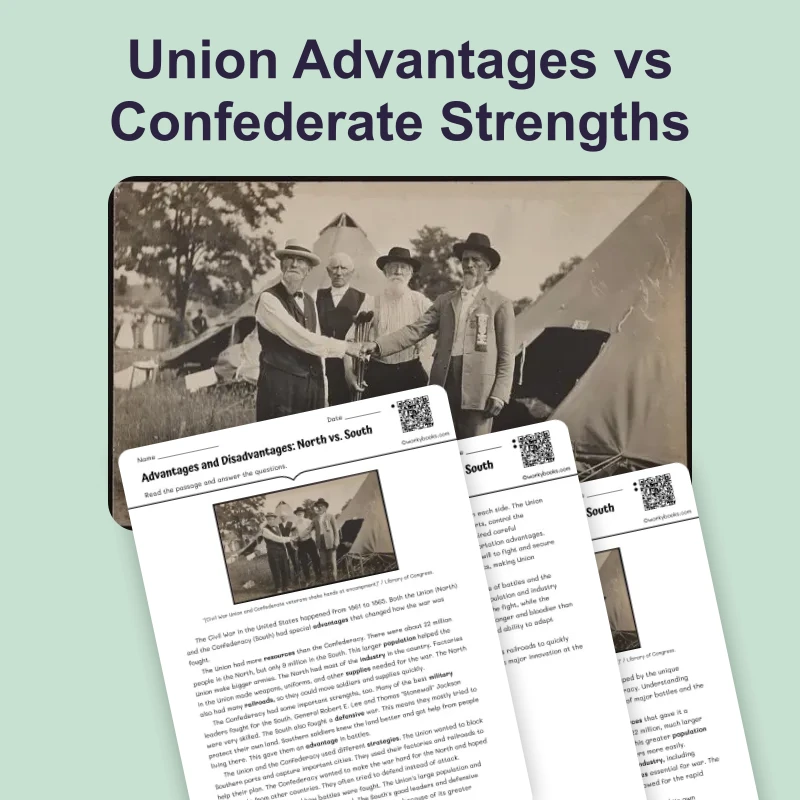 Advantages and Disadvantages: North vs. South — ela — reading comprehension for Grade 6, Grade 7, Grade 8, page 1 of 4
