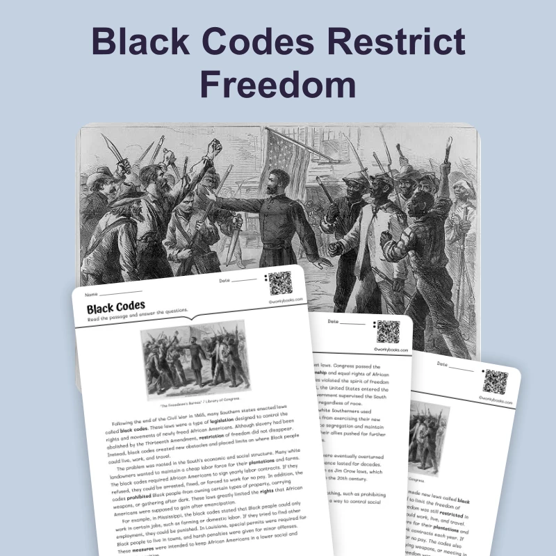 Black Codes — ela — reading comprehension for Grade 6, Grade 7, Grade 8, page 1 of 4