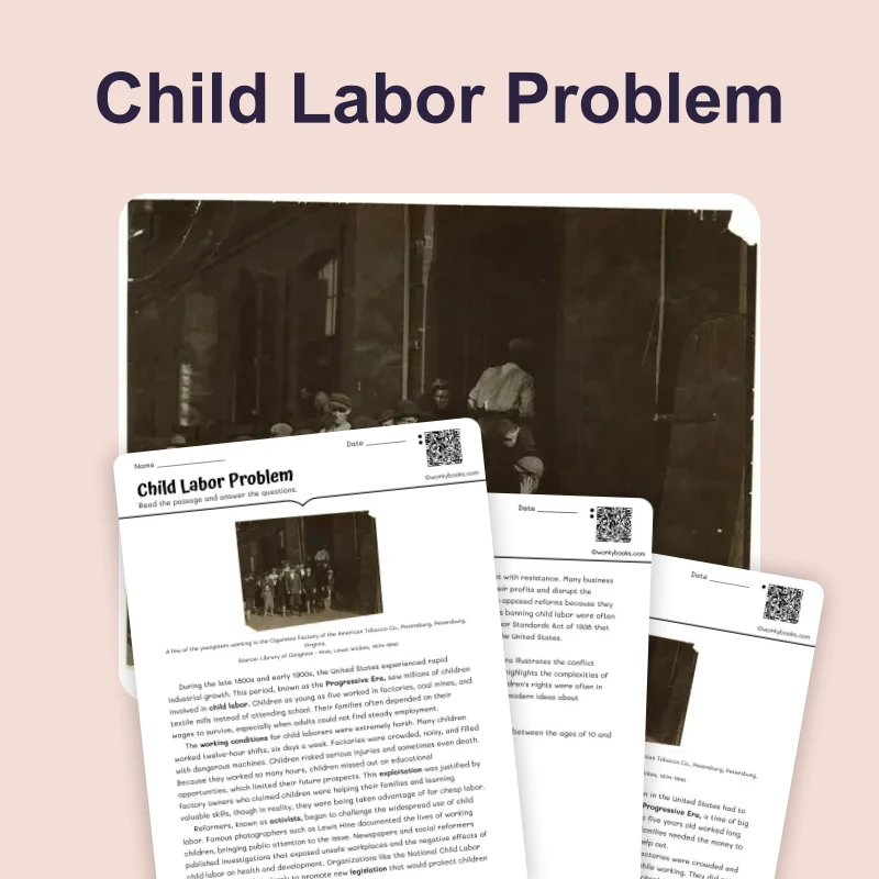 Child Labor Problem — reading — reading comprehension for Grade 6, Grade 7, Grade 8, page 1 of 4