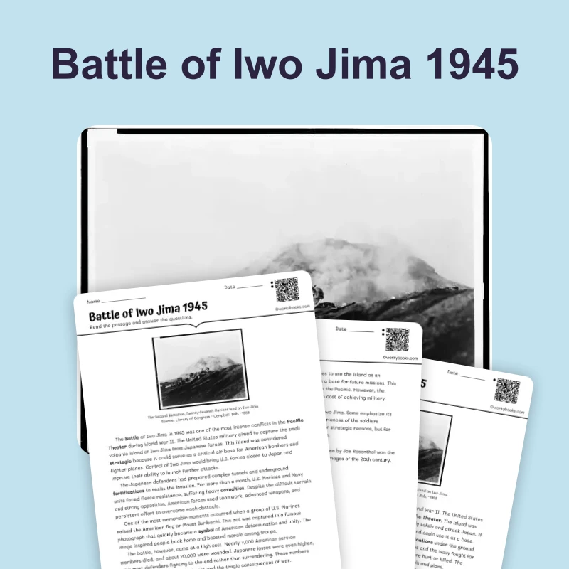 Battle of Iwo Jima 1945: Costly Victory — reading — reading comprehension for Grade 6, Grade 7, Grade 8, page 1 of 4