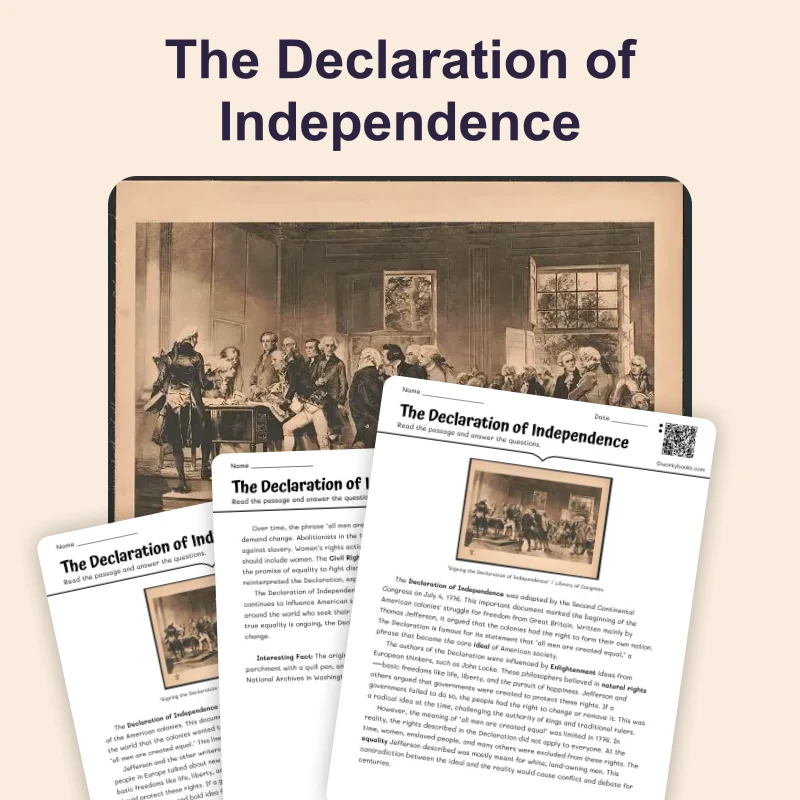 All Men Are Created Equal — ela — reading comprehension for Grade 6, Grade 7, Grade 8, page 1 of 4