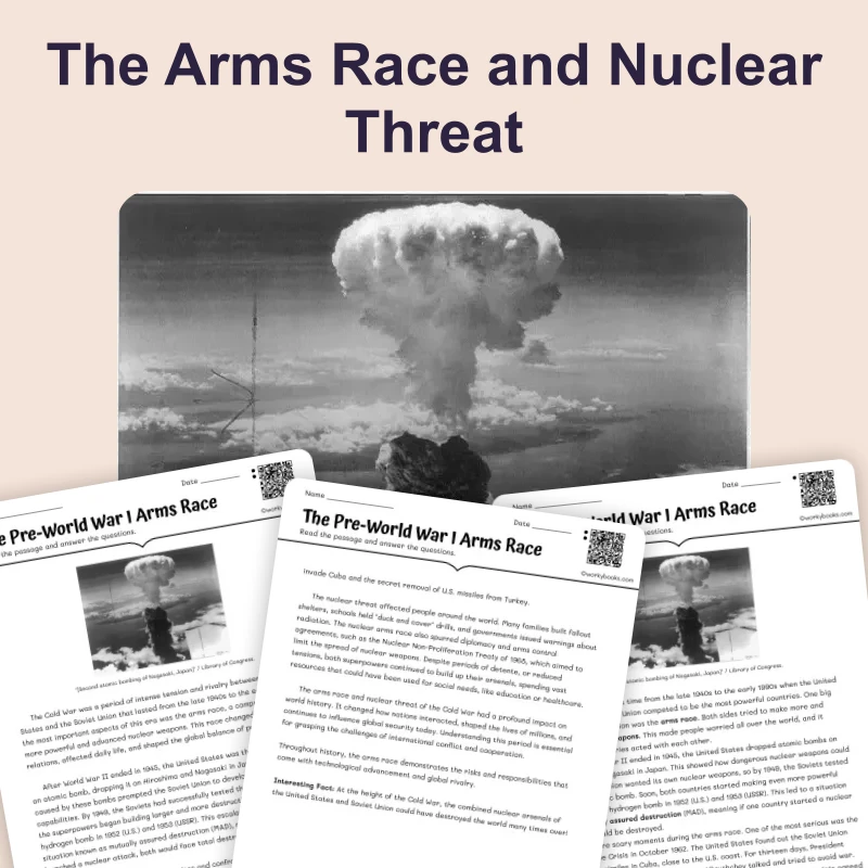 Nuclear Arms Race — reading — reading comprehension for Grade 5, Grade 6, Grade 7, Grade 8, page 1 of 4