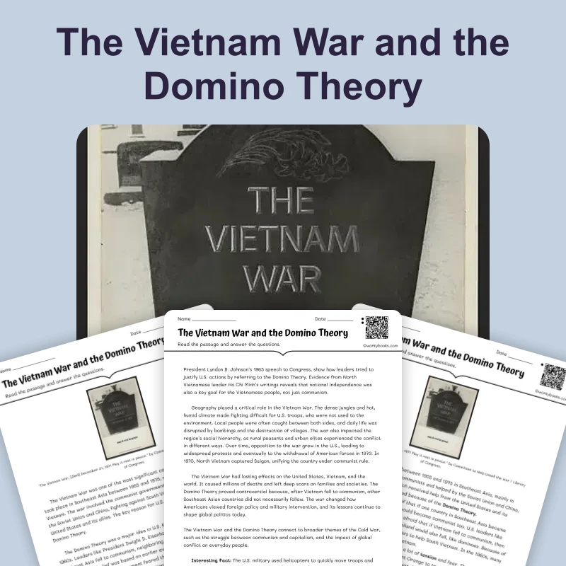 America Fights in the Vietnam War — reading — reading comprehension for Grade 5, Grade 6, Grade 7, Grade 8, page 1 of 4