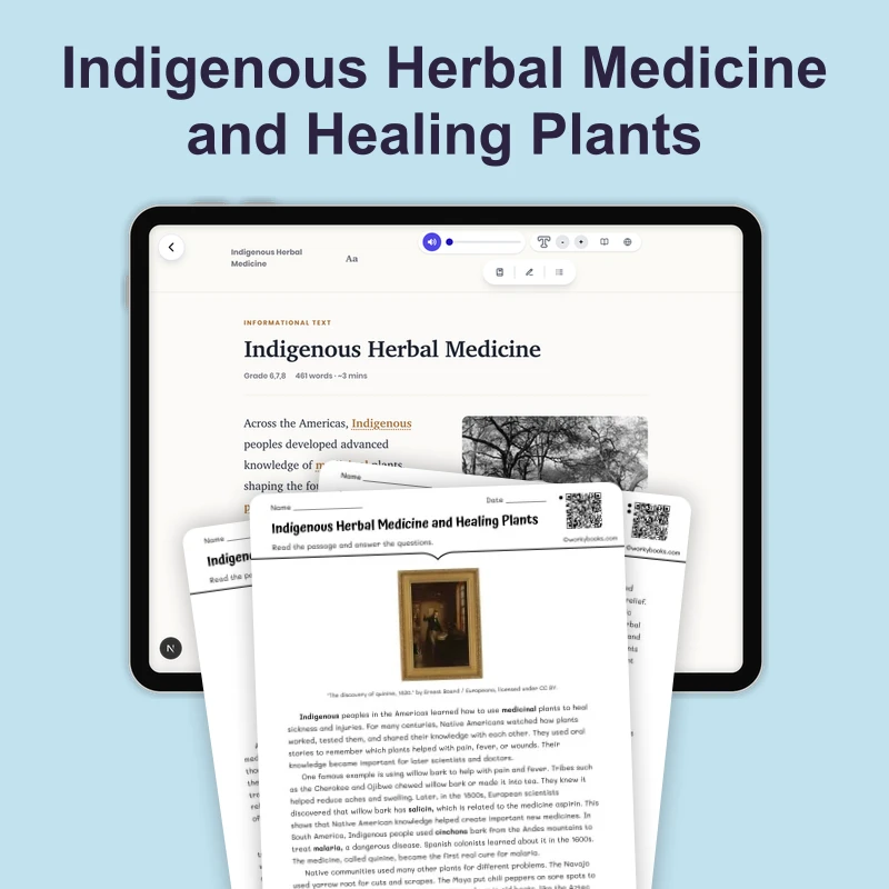 Indigenous Herbal Medicine — reading — reading comprehension for Grade 5, Grade 6, Grade 7, Grade 8, page 1 of 4