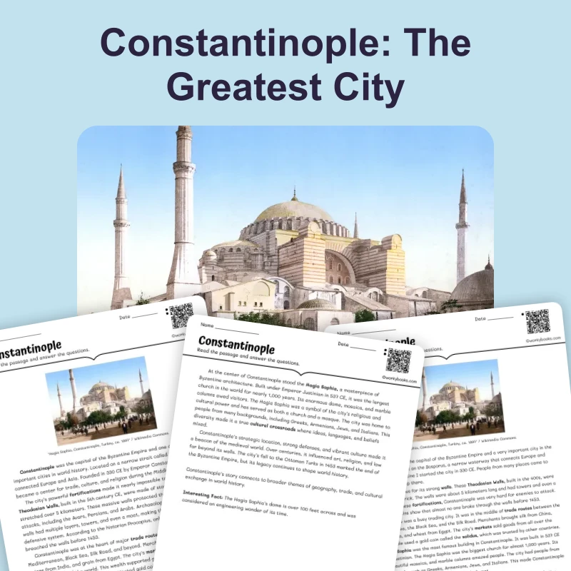 Constantinople: The Greatest City — reading — reading comprehension for Grade 5, Grade 6, Grade 7, Grade 8, page 1 of 4