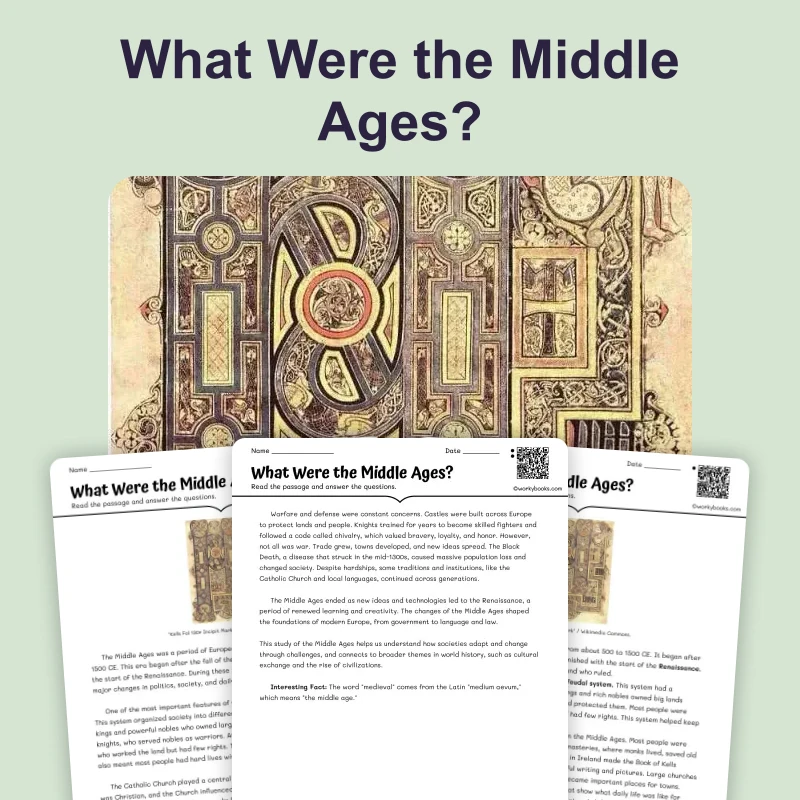 What Were the Middle Ages? — reading — reading comprehension for Grade 5, Grade 6, Grade 7, Grade 8, page 1 of 4