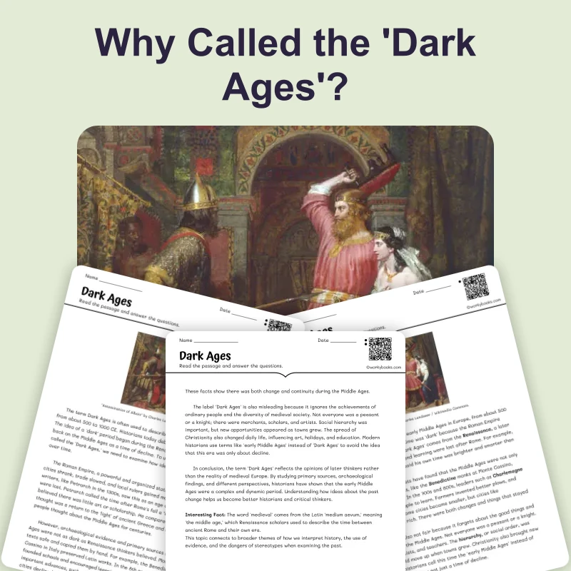 Dark Ages — reading — reading comprehension for Grade 5, Grade 6, Grade 7, Grade 8, page 1 of 4