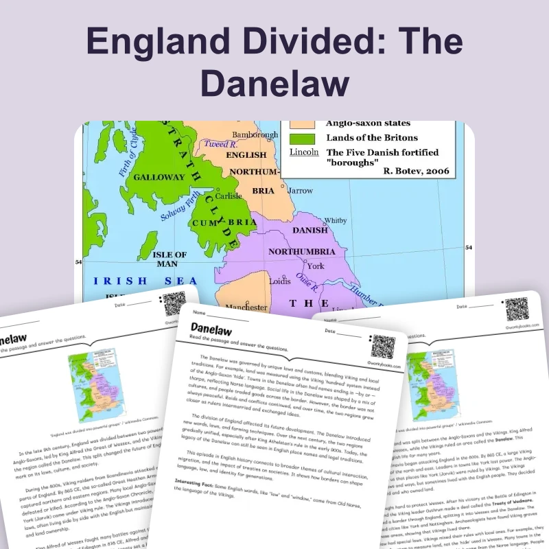 Danelaw — reading — reading comprehension for Grade 5, Grade 6, Grade 7, Grade 8, page 1 of 4