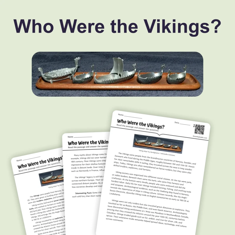 Who Were the Vikings? — reading — reading comprehension for Grade 5, Grade 6, Grade 7, Grade 8, page 1 of 4