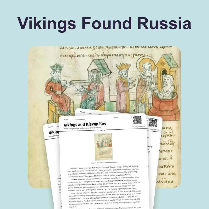 Vikings and Kievan Rus — reading — reading comprehension for Grade 5, Grade 6, Grade 7, Grade 8, page 1 of 4