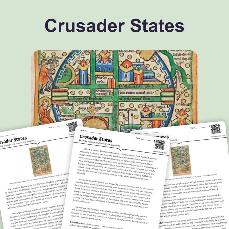 Crusader States — reading — reading comprehension for Grade 5, Grade 6, Grade 7, Grade 8, page 1 of 4