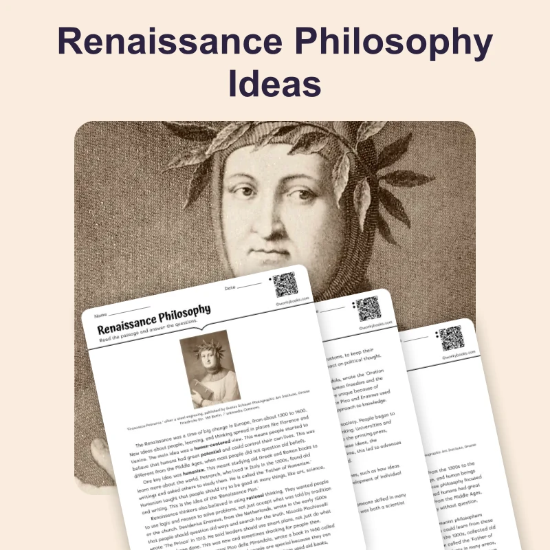 Renaissance Philosophy — reading — reading comprehension for Grade 5, Grade 6, Grade 7, Grade 8, page 1 of 4