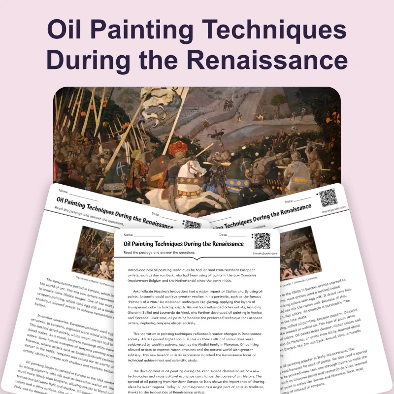 Renaissance Oil Painting — reading — reading comprehension for Grade 5, Grade 6, Grade 7, Grade 8, page 1 of 4