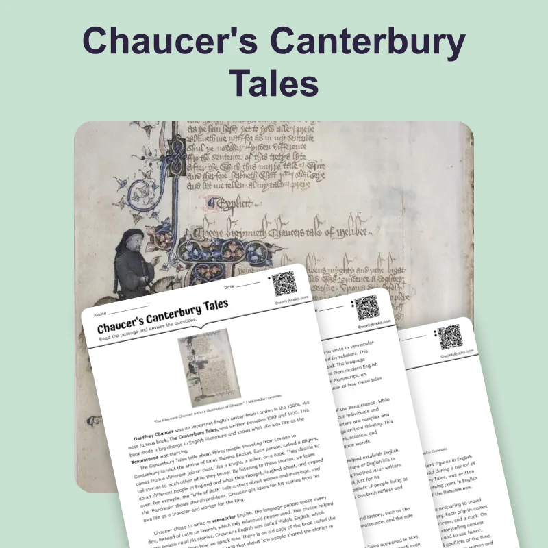 Chaucer's Canterbury Tales — reading — reading comprehension for Grade 5, Grade 6, Grade 7, Grade 8, page 1 of 4
