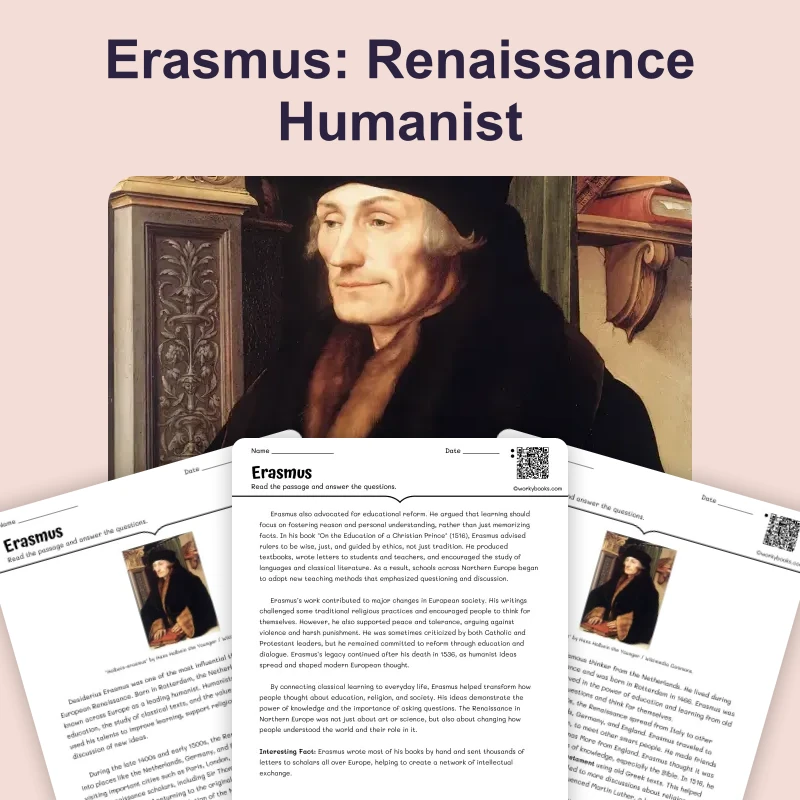 Erasmus — reading — reading comprehension for Grade 5, Grade 6, Grade 7, Grade 8, page 1 of 4