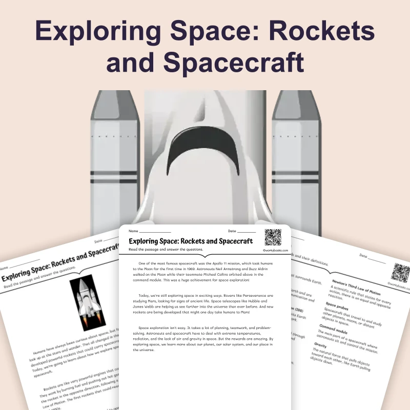 Exploring Space: Rockets and Spacecraft — ela — reading comprehension for Grade 4, Grade 5, page 1 of 4