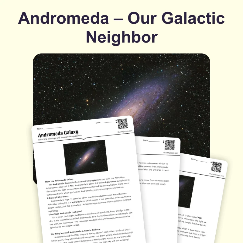 Andromeda - Our Galactic Neighbor — ela — reading comprehension for Grade 4, Grade 5, page 1 of 4