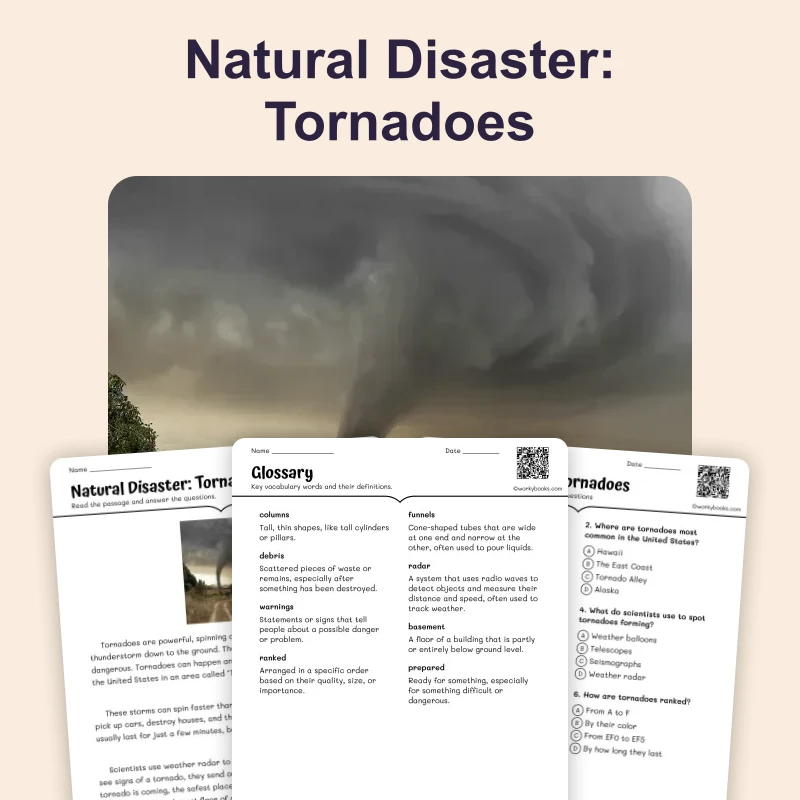 Natural Disaster: Tornadoes — ela — reading comprehension for Grade 4, Grade 5, page 1 of 4
