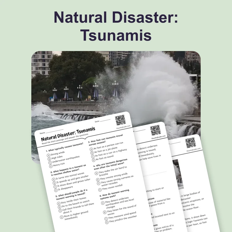 Natural Disaster: Tsunamis — ela — reading comprehension for Grade 4, Grade 5, page 1 of 4