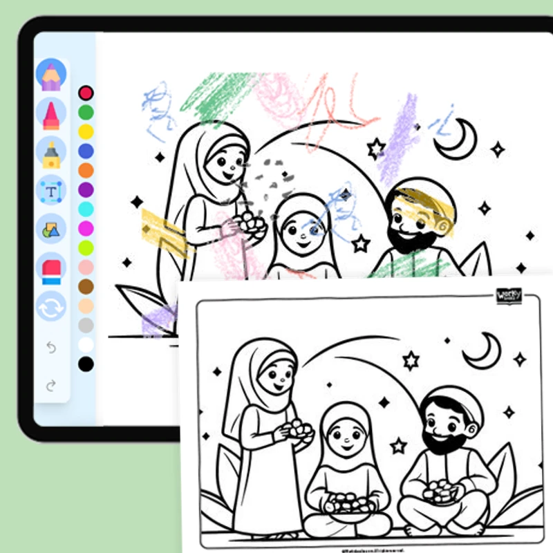 Enjoying Ramadan dates — coloring-pages coloring page for Grade 1, Grade 2, Grade 3, Grade 4, Grade 5, page 1 of 1