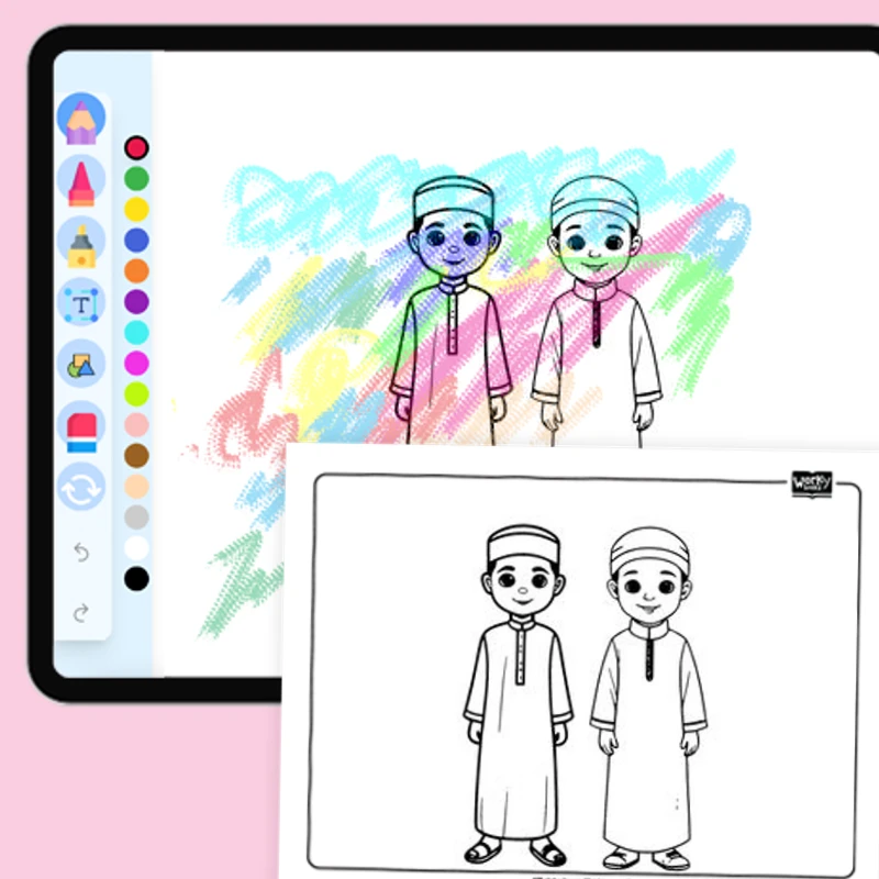 Wearing Ramadan clothes — coloring-pages coloring page for Grade 1, Grade 2, Grade 3, Grade 4, Grade 5, page 1 of 1
