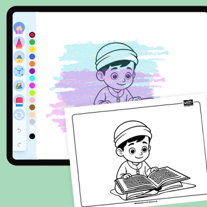 Reading the Quran — coloring-pages coloring page for Grade 1, Grade 2, Grade 3, Grade 4, Grade 5, page 1 of 1