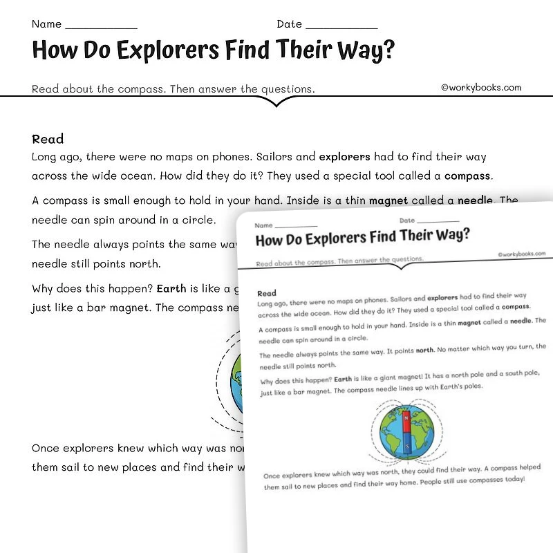 How Do Explorers Find Their Way — science worksheet for Grade 3, page 1 of null