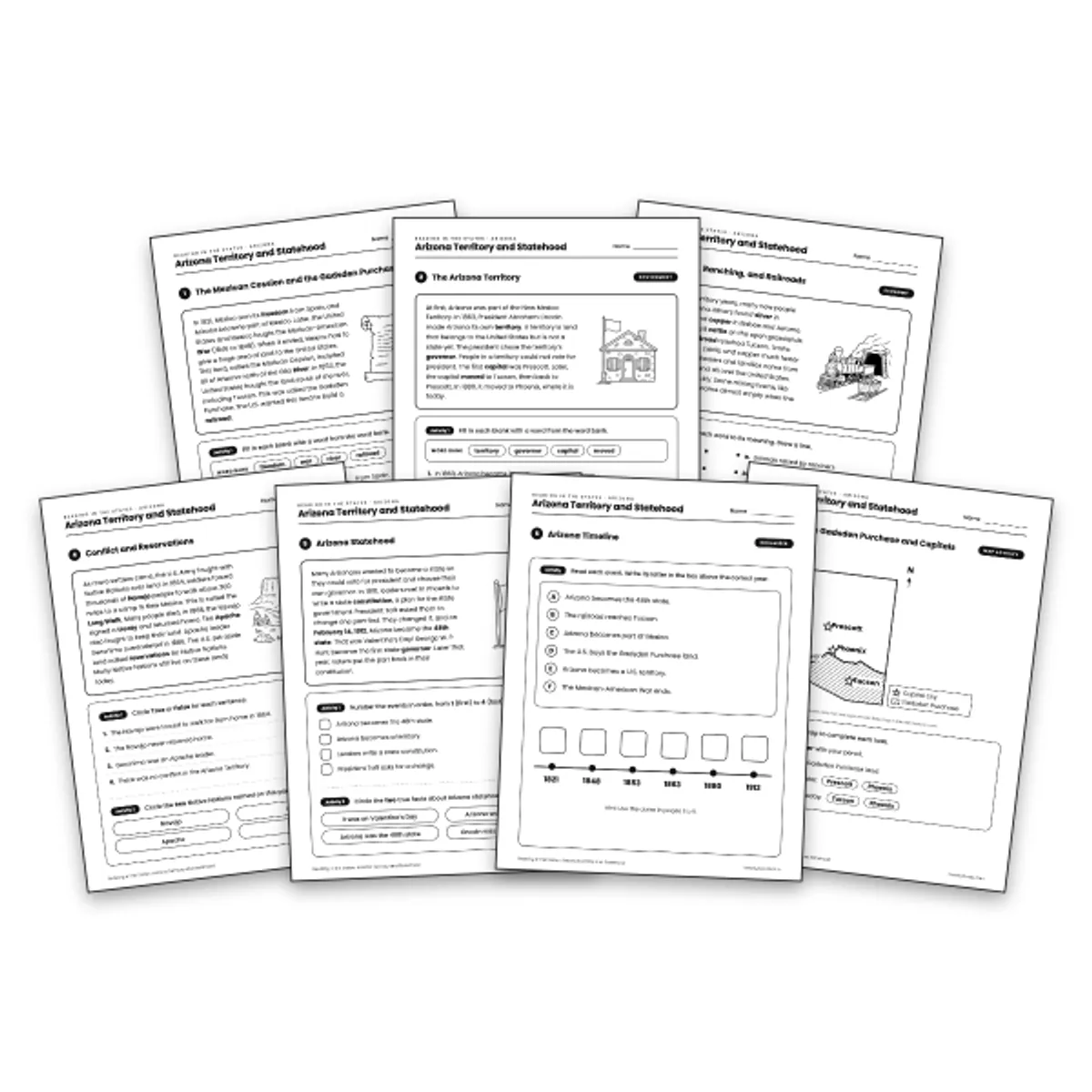 Arizona Territory and Statehood — ela worksheet for Grade 3, page 1 of null