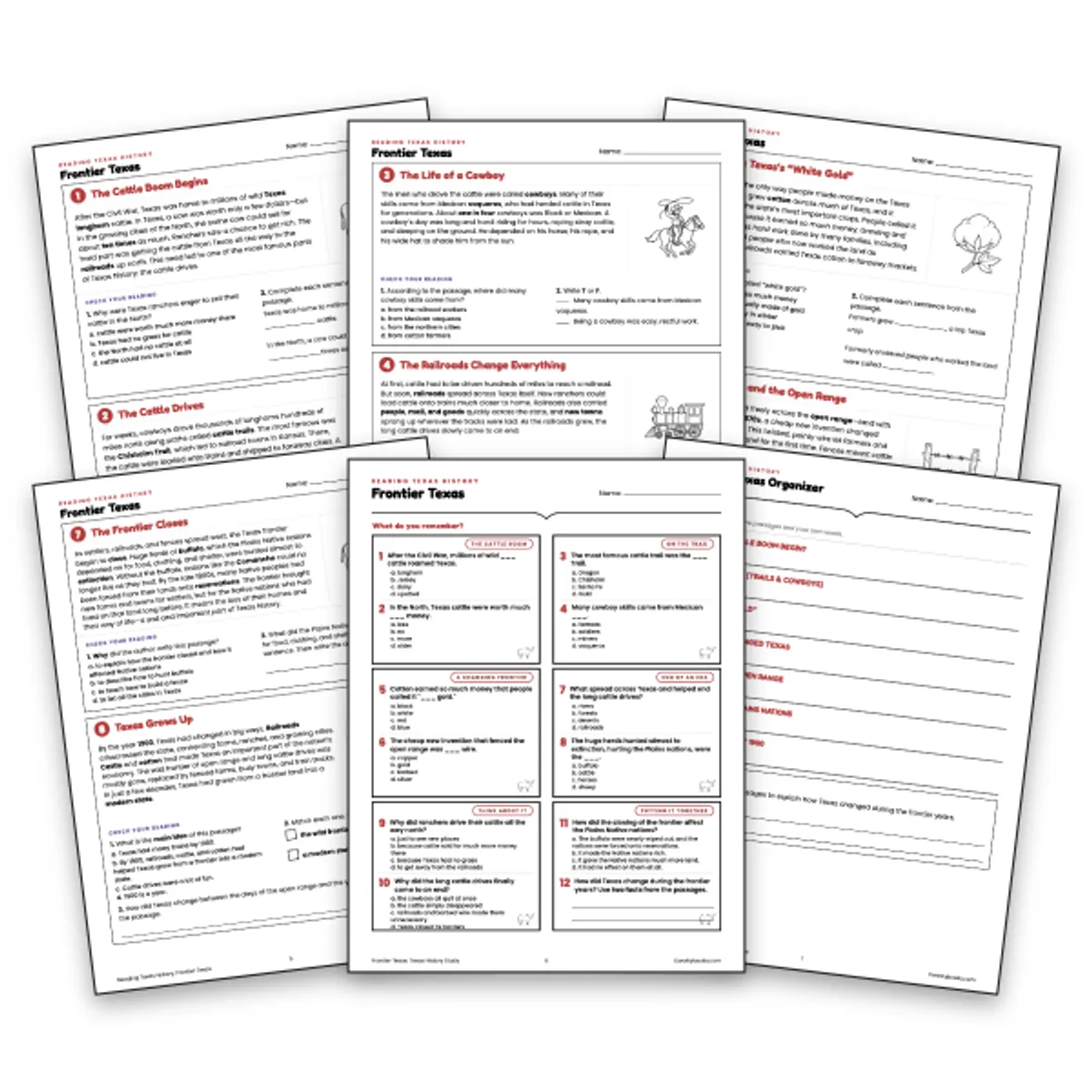 Frontier Texas — ela worksheet for Grade 3, Grade 4, Grade 5, page 1 of null