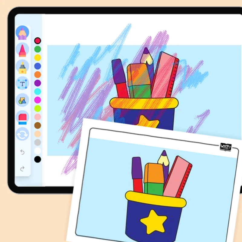 Pen Stand Coloring Sheet — coloring-pages coloring page for Grade 1, Grade 2, Grade 3, Grade 4, Grade 5, page 1 of 1