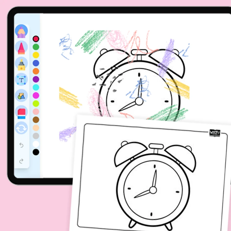 Clock Coloring Sheet — coloring-pages coloring page for Grade 1, Grade 2, Grade 3, Grade 4, Grade 5, page 1 of 1
