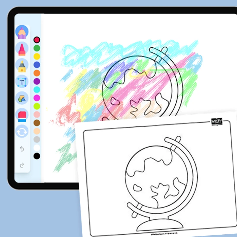 Globe Coloring Page — coloring-pages coloring page for Grade 1, Grade 2, Grade 3, Grade 4, Grade 5, page 1 of 1