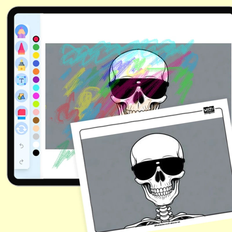 Skeleton wearing sunglasses — coloring-pages coloring page for Grade 1, Grade 2, Grade 3, Grade 4, Grade 5, page 1 of 1
