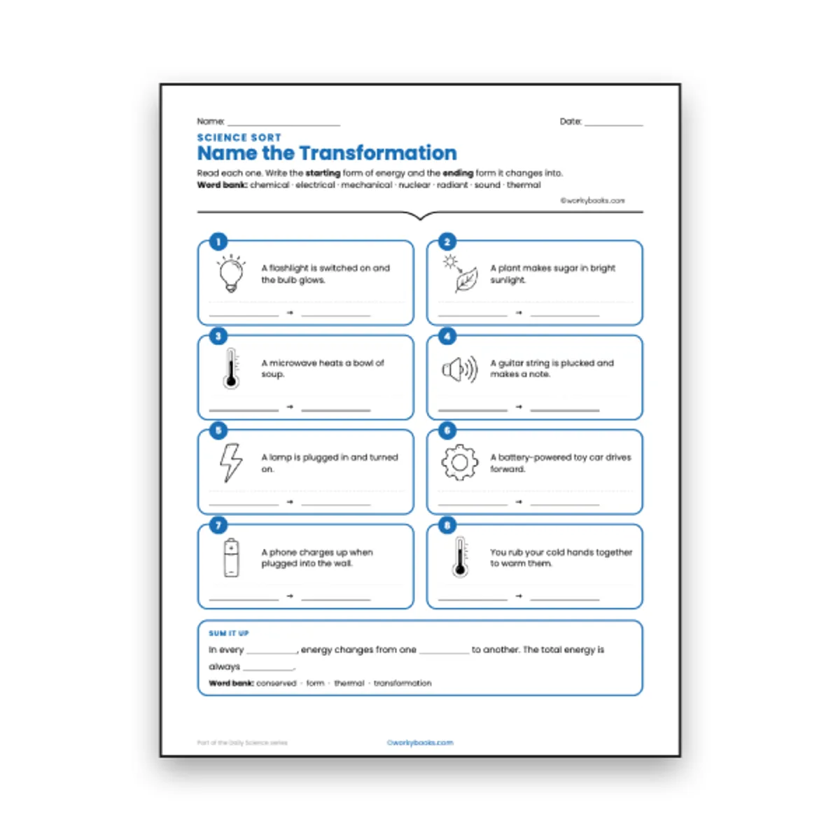 Name the Transformation — ela worksheet for Grade 6, page 1 of null