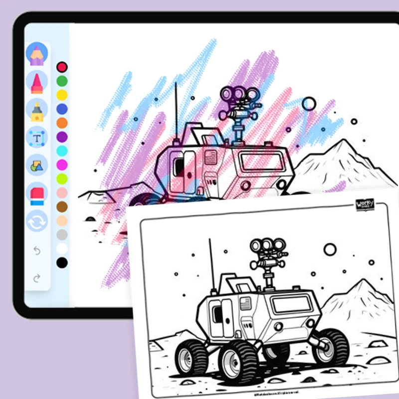 Lunar Rover Expedition — coloring-pages coloring page for Grade 1, Grade 2, Grade 3, Grade 4, Grade 5, page 1 of 1