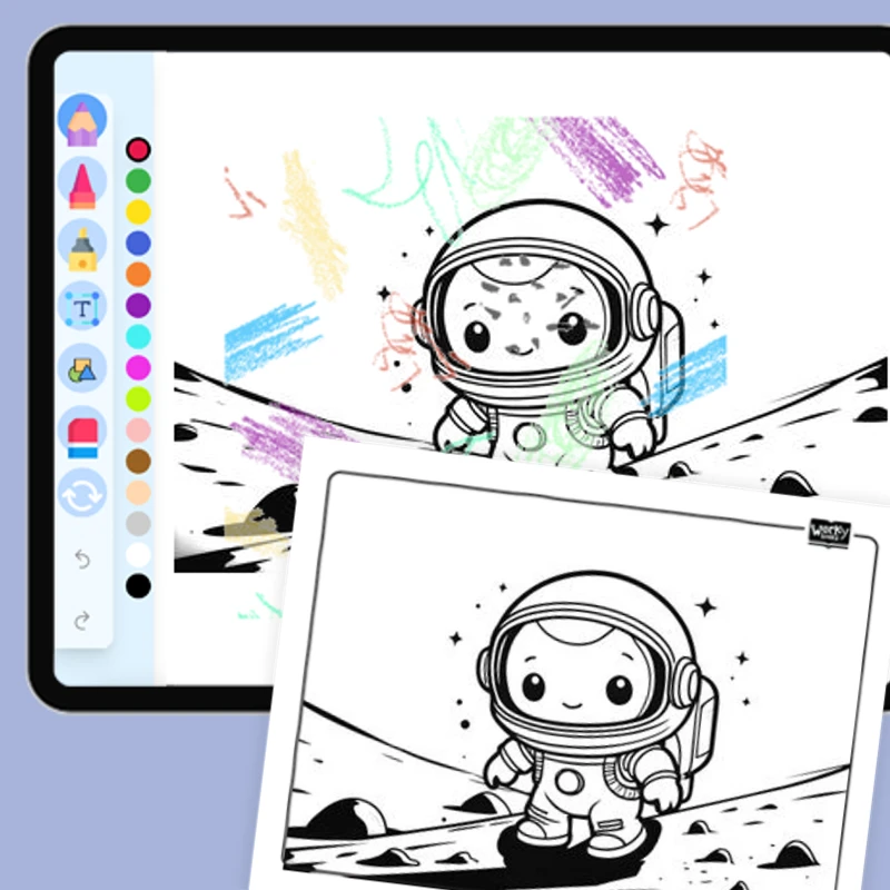 Astronaut Exploring the Moon — coloring-pages coloring page for Grade 1, Grade 2, Grade 3, Grade 4, Grade 5, page 1 of 1
