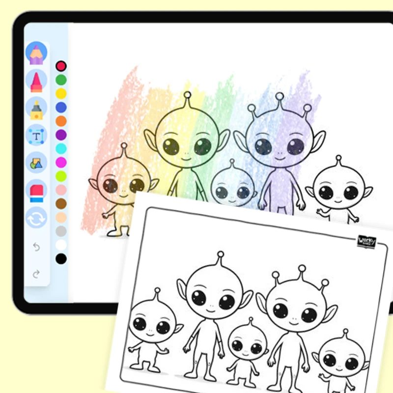 Alien Friends — coloring-pages coloring page for Grade 1, Grade 2, Grade 3, Grade 4, Grade 5, page 1 of 1