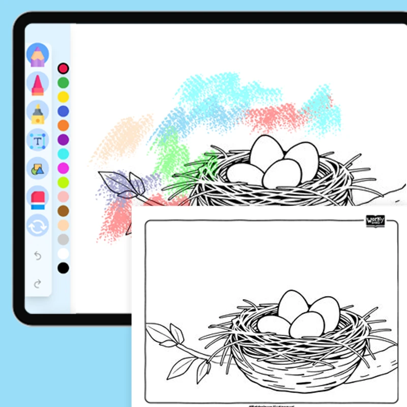 Bird Eggs in a Nest — coloring-pages coloring page for Grade 1, Grade 2, Grade 3, Grade 4, Grade 5, page 1 of 1