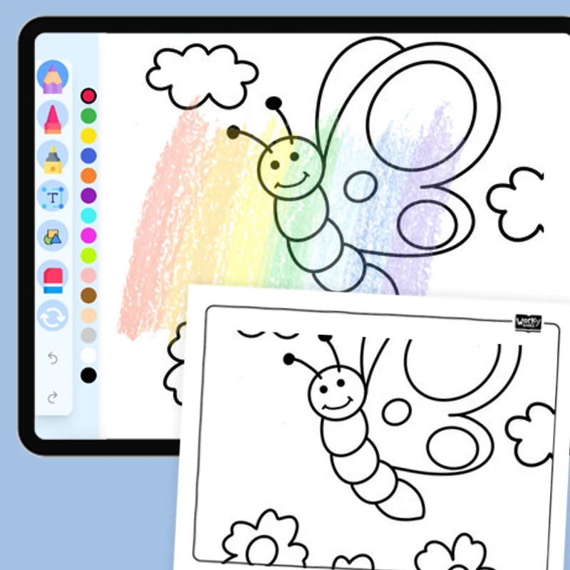 Butterfly with Flowers — coloring-pages coloring page for Grade 1, Grade 2, Grade 3, Grade 4, Grade 5, page 1 of 1