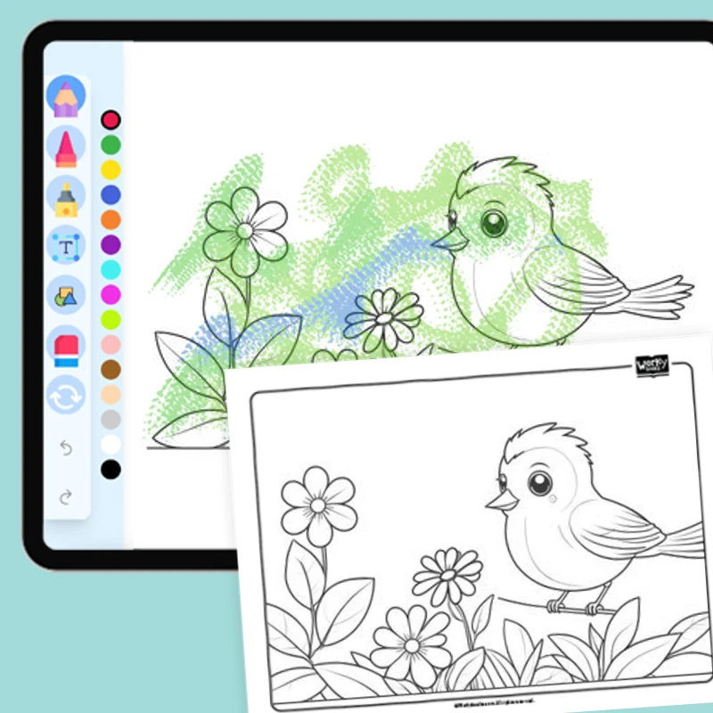 Bird in Spring — coloring-pages coloring page for Grade 1, Grade 2, Grade 3, Grade 4, Grade 5, page 1 of 1