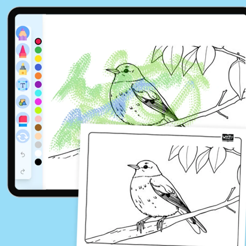 Bird on a tree — coloring-pages coloring page for Grade 1, Grade 2, Grade 3, Grade 4, Grade 5, page 1 of 1
