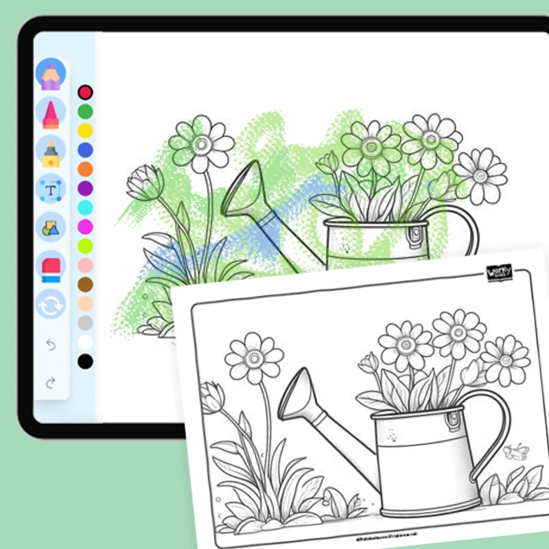Watering can — coloring-pages coloring page for Grade 1, Grade 2, Grade 3, Grade 4, Grade 5, page 1 of 1