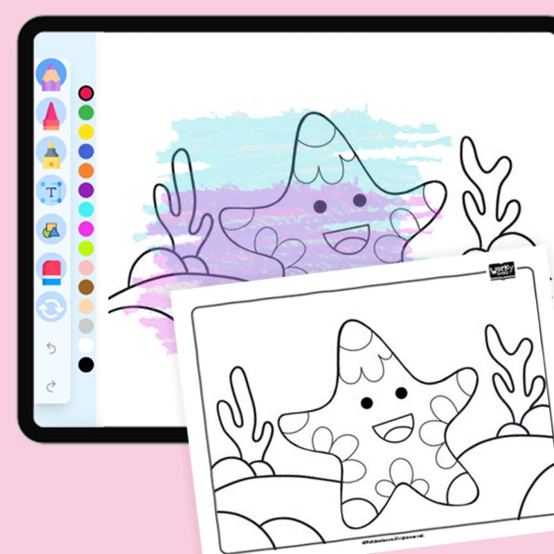 Purple and Yellow Starfish — coloring-pages coloring page for Grade 1, Grade 2, Grade 3, Grade 4, Grade 5, page 1 of 1