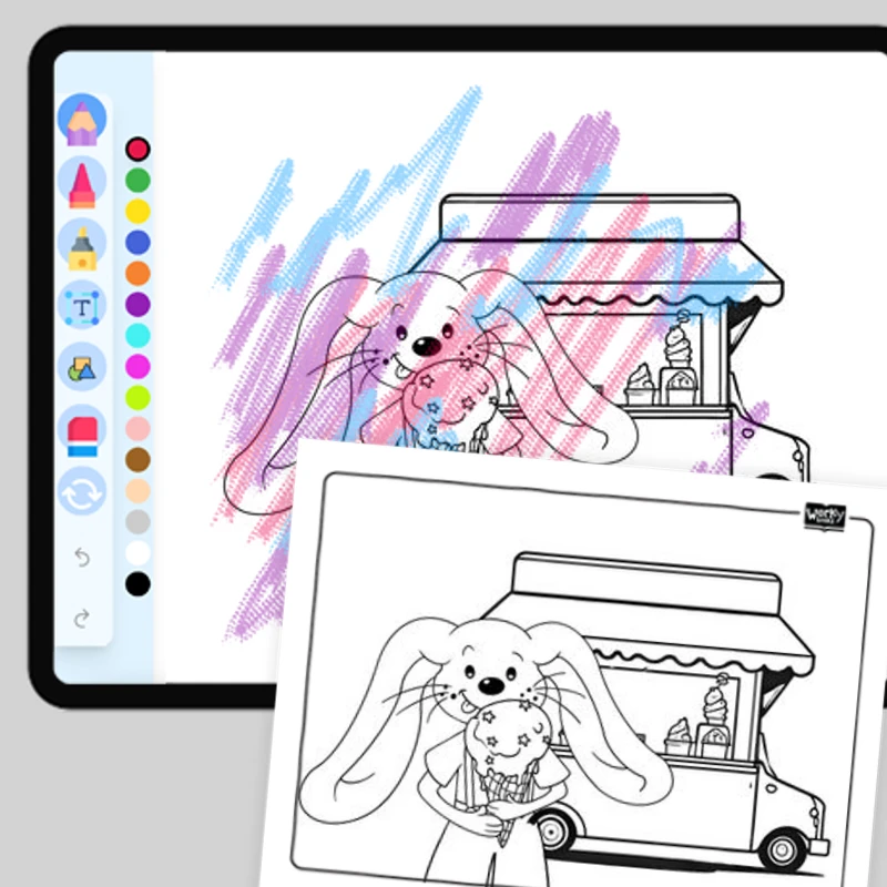 Cece eating Ice Cream Cone — coloring-pages coloring page for Grade 1, Grade 2, Grade 3, Grade 4, Grade 5, page 1 of 1