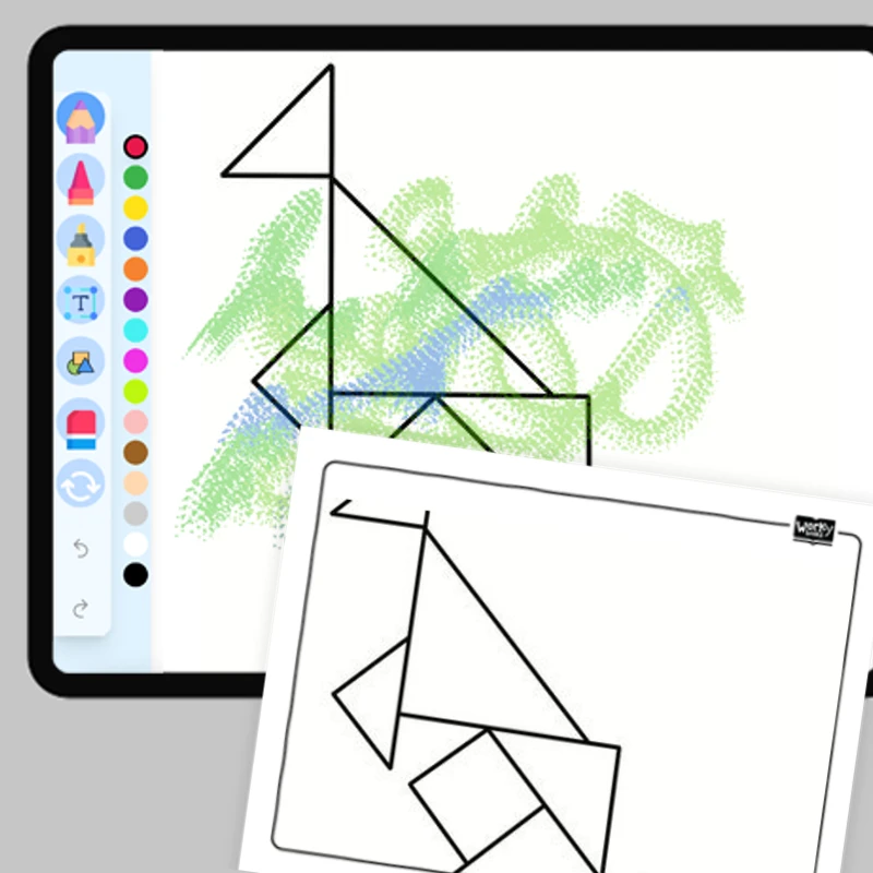 Tangram Animals - Kangaroo — coloring-pages coloring page for Grade 1, Grade 2, Grade 3, Grade 4, Grade 5, page 1 of 1