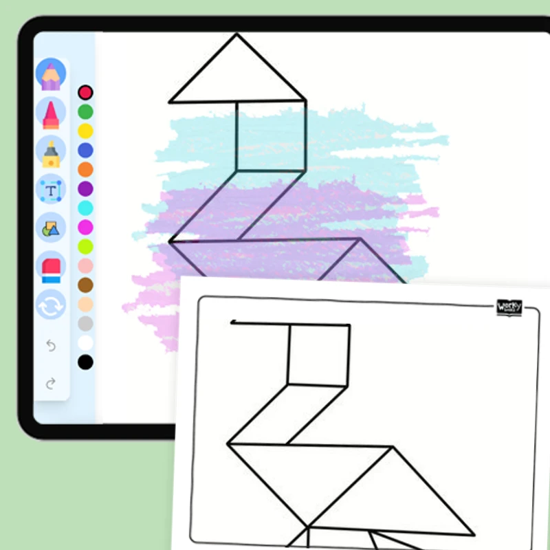 Tangram Animals - Swan — coloring-pages coloring page for Grade 1, Grade 2, Grade 3, Grade 4, Grade 5, page 1 of 1