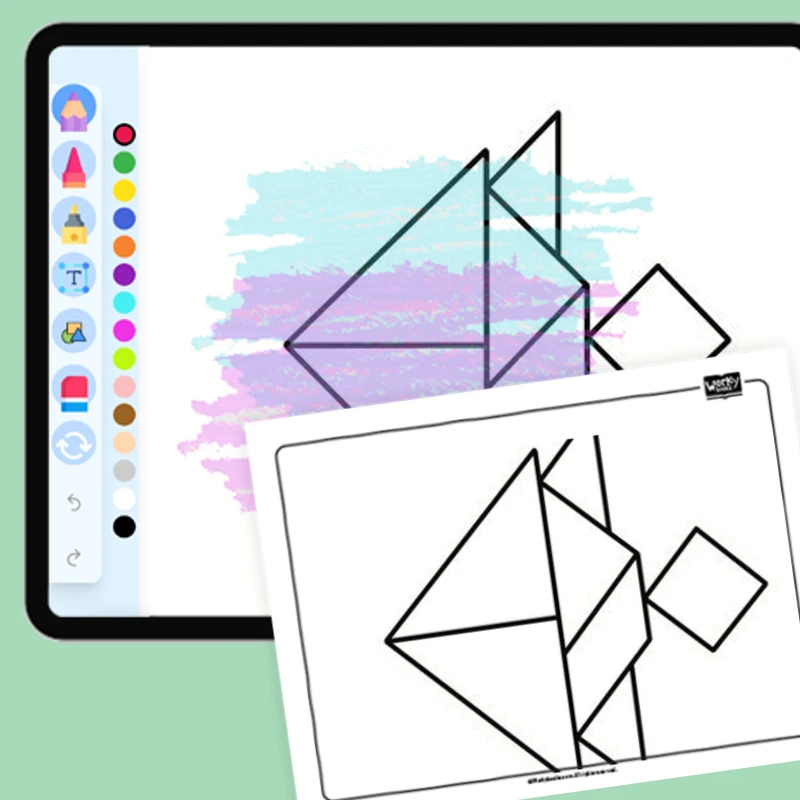 Tangram Animals - Fish — coloring-pages coloring page for Grade 1, Grade 2, Grade 3, Grade 4, Grade 5, page 1 of 1
