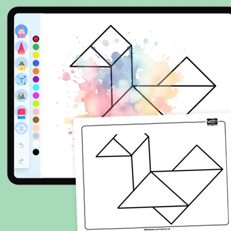 Tangram Animals - Duck — coloring-pages coloring page for Grade 1, Grade 2, Grade 3, Grade 4, Grade 5, page 1 of 1