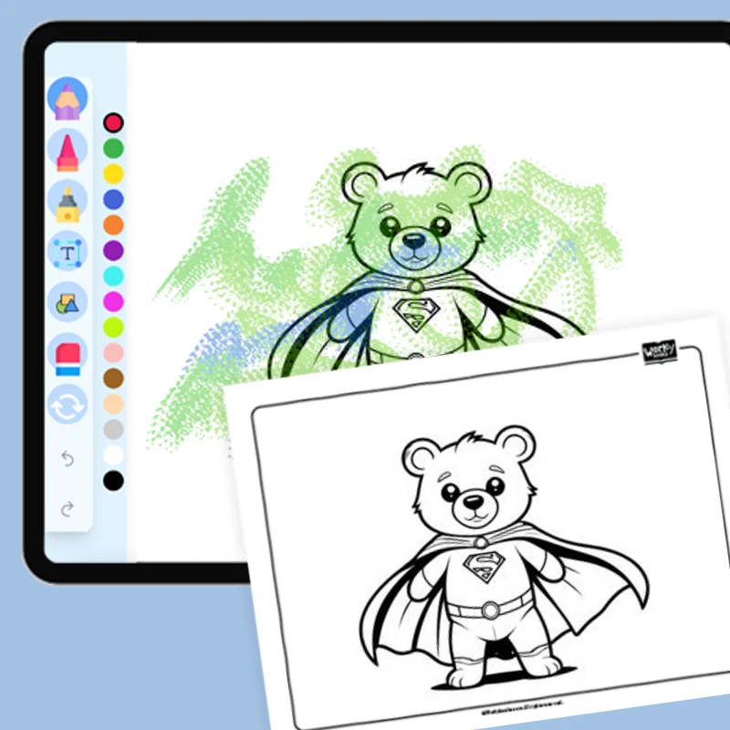 Teddy Bear's Superhero — coloring-pages coloring page for Grade 1, Grade 2, Grade 3, Grade 4, Grade 5, page 1 of 1