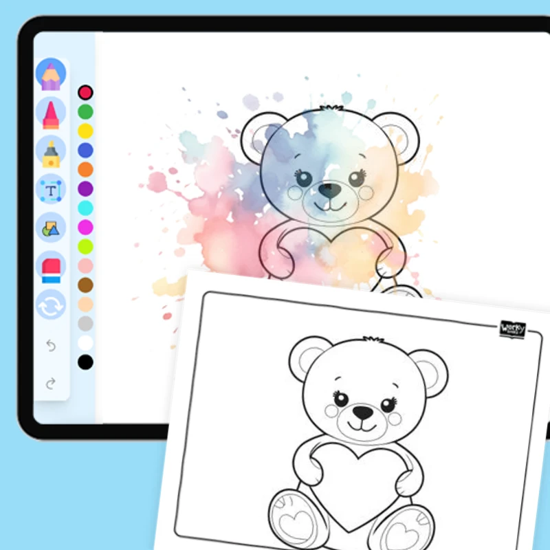 Teddy Bear's Heart — coloring-pages coloring page for Grade 1, Grade 2, Grade 3, Grade 4, Grade 5, page 1 of 1